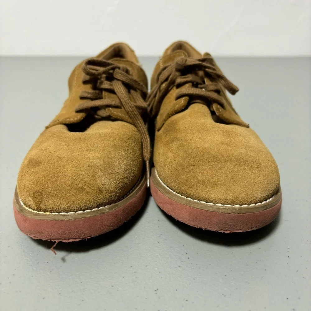 Sperry Top Sider Tevin Boys 2.5M Suede Leather Upper Brown Neutral Oxford Lace